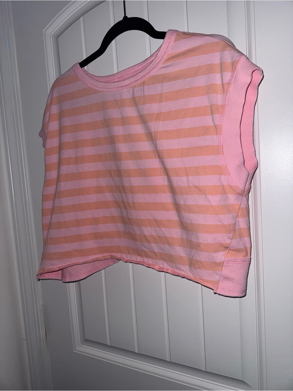 Altar’d State Pink Orange Striped Open Back Crop Top XS